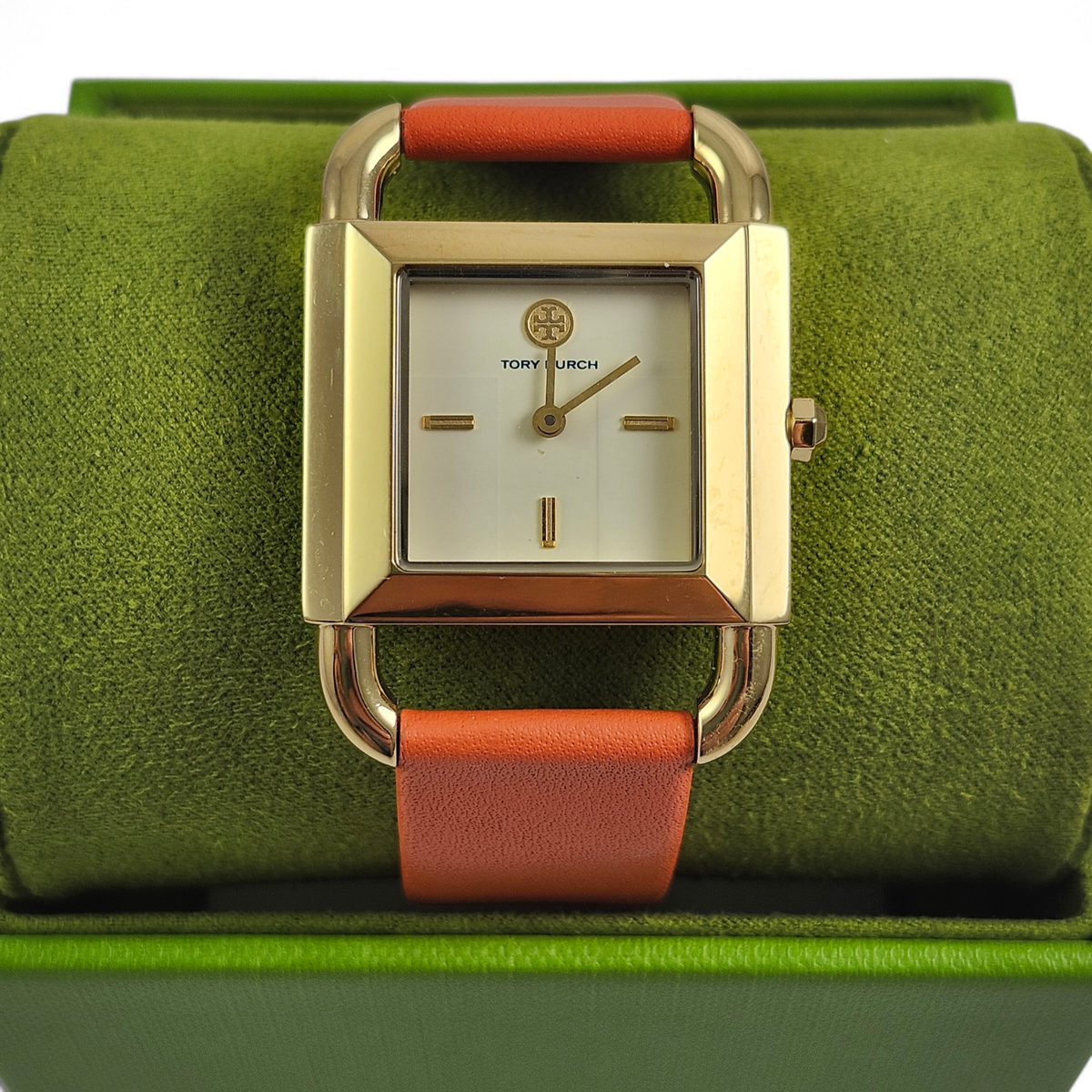 NEW Tory Burch Phipps Lilium Orange Gold Tone Watch TBW7201 Logo