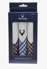 3 Pack Allen Solly Men's Cotton Border Handkerchief Brand Logo Hankies Daily USE