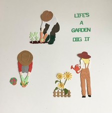 GARDENERS die-cut embellishments for toppers, cards & papercrafts.