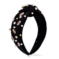 Game Day Headband for Women, Football Rhinestone Pearl Embellished Wide Knott...