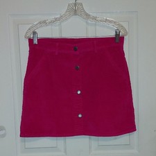 Old Navy Snap Button Front Fuchsia Pink Corduroy Mini Skirt Girls Size XXL 18