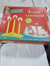 Vintage Good-Lite Molded Plastic 3 Light Candolier in Original Box**Works!