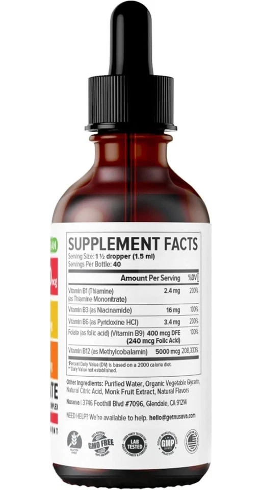1~3x Vitamin B12 and B6 Liquid Drops, B12 Sublingual B Complex-B12 5000mcg 60ml - Image 2 of 4