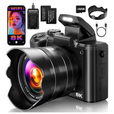 8K Compact Wi Fi Digital Camera 16x Zoom Blac...