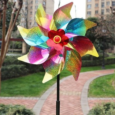 24cm Reflective Rotating Windmill Bird Deterrent Garden Pigeon Repeller Stake