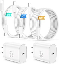 30W USB C Fast Charging Wall Charger for iPhone 17 16 Pro/Pro Max 3/6/10FT Cable