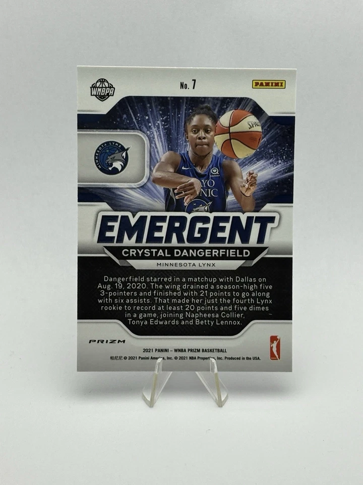 2021 Panini WNBA Prizm Emergent #7 Crystal Dangerfield Green RC - Image 2 of 2