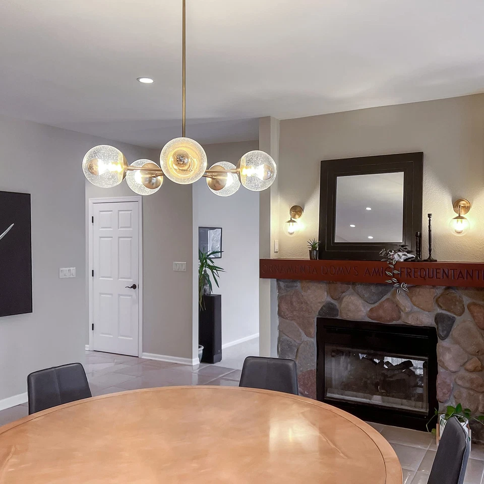 588772-SG Gracelyn Lámpara de araña moderna regulable de 5 luces para interiores con semilla transparente Foto 4 de 4