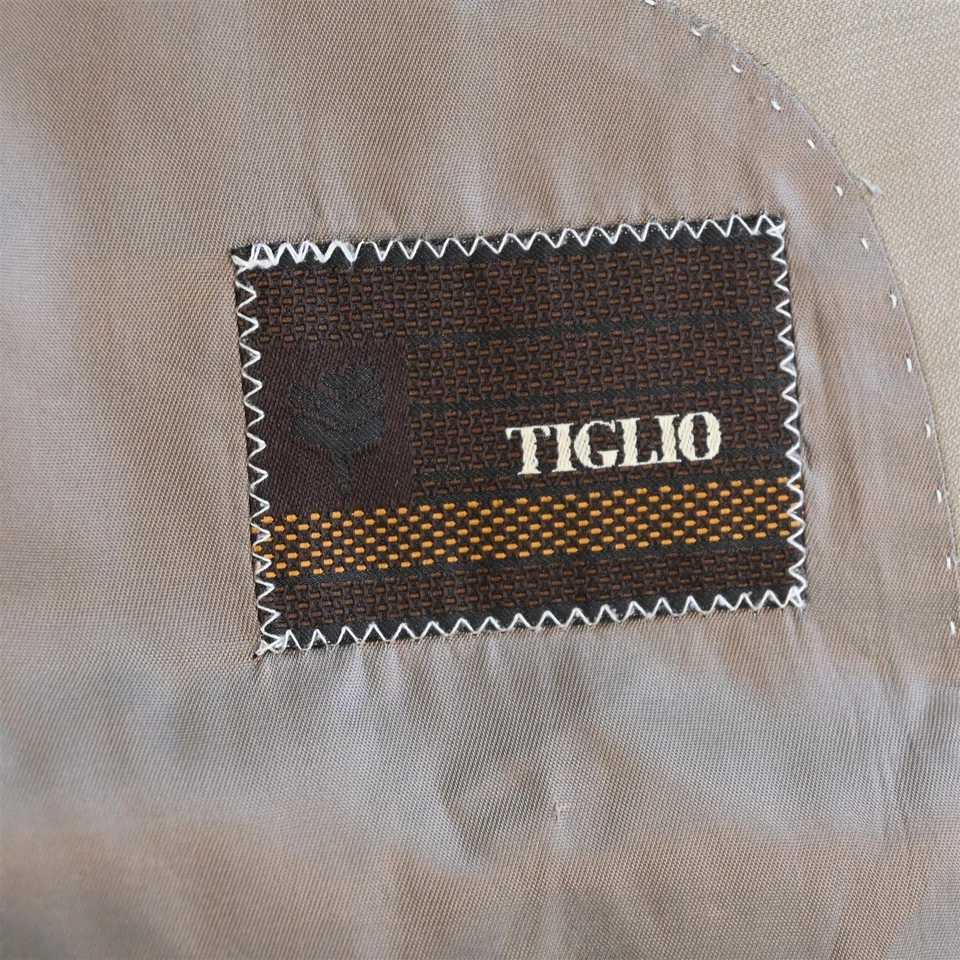 Tiglio 46L 38x38 Khaki Super 150s Wool Mens Jacket Pants Suit - Image 4 of 4