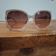 Jessica Simpson Oversized Sunglasses Rose Gold Gray Frame Plastic Metal Arms