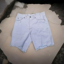 VTG Brittania Jean Shorts White 35" Waist Cutoff Boho Indie Sleaze Trashed READ