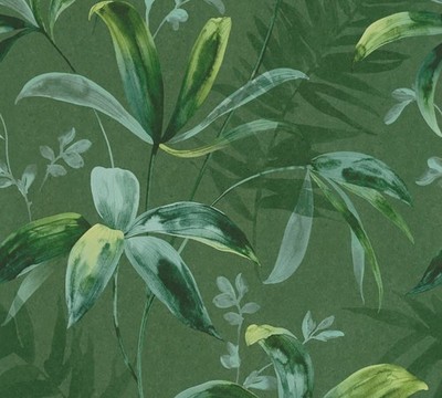 Tapete Vlies Blätter Dschungel dunkelgrün Jungle Chic 37704-2 (6,55 /1qm)