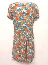 HOBBS Ladies Dress Size 10 Multicoloured Floral Short Sleeve Knee Length Lined