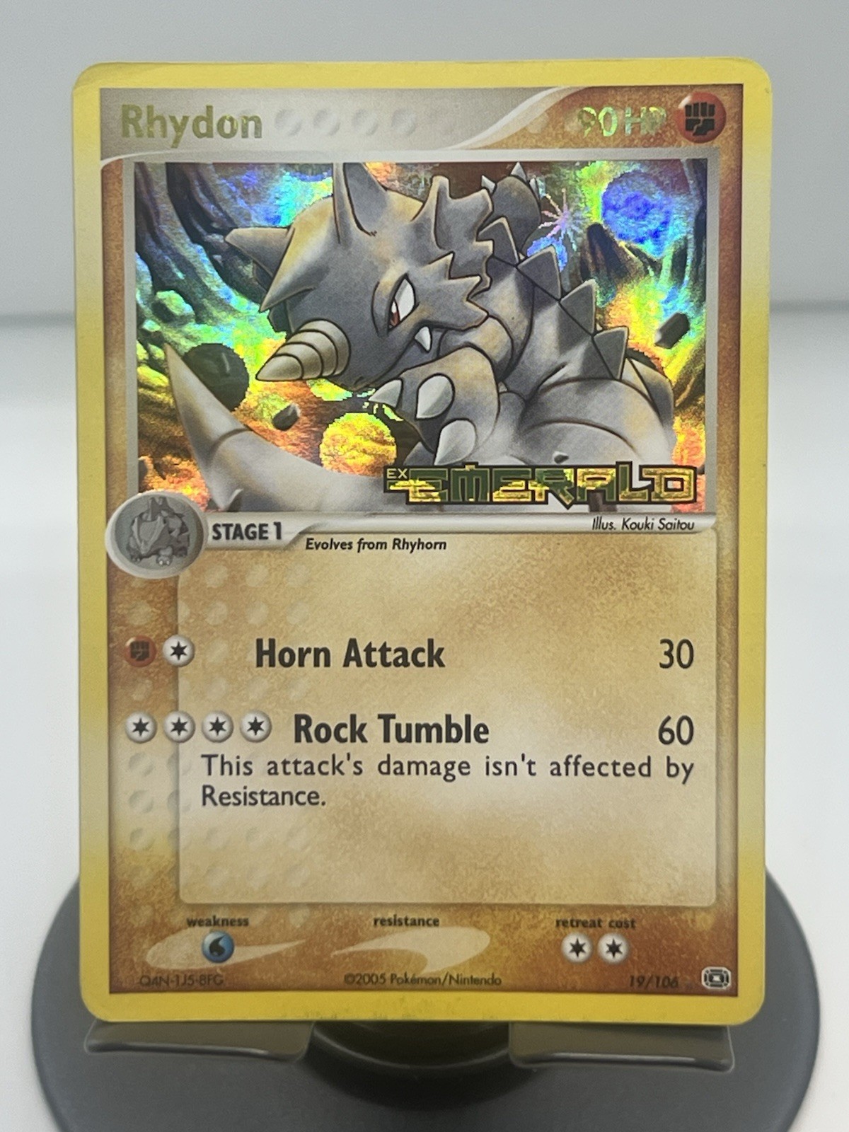 Pokemon TCG Rhydon 19/106 Emerald Reverse Holo Rare Stamped MP