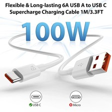 USB A To USB C Fast Charger Cable Dual Type C Charging Data Sync USB Cable Lead