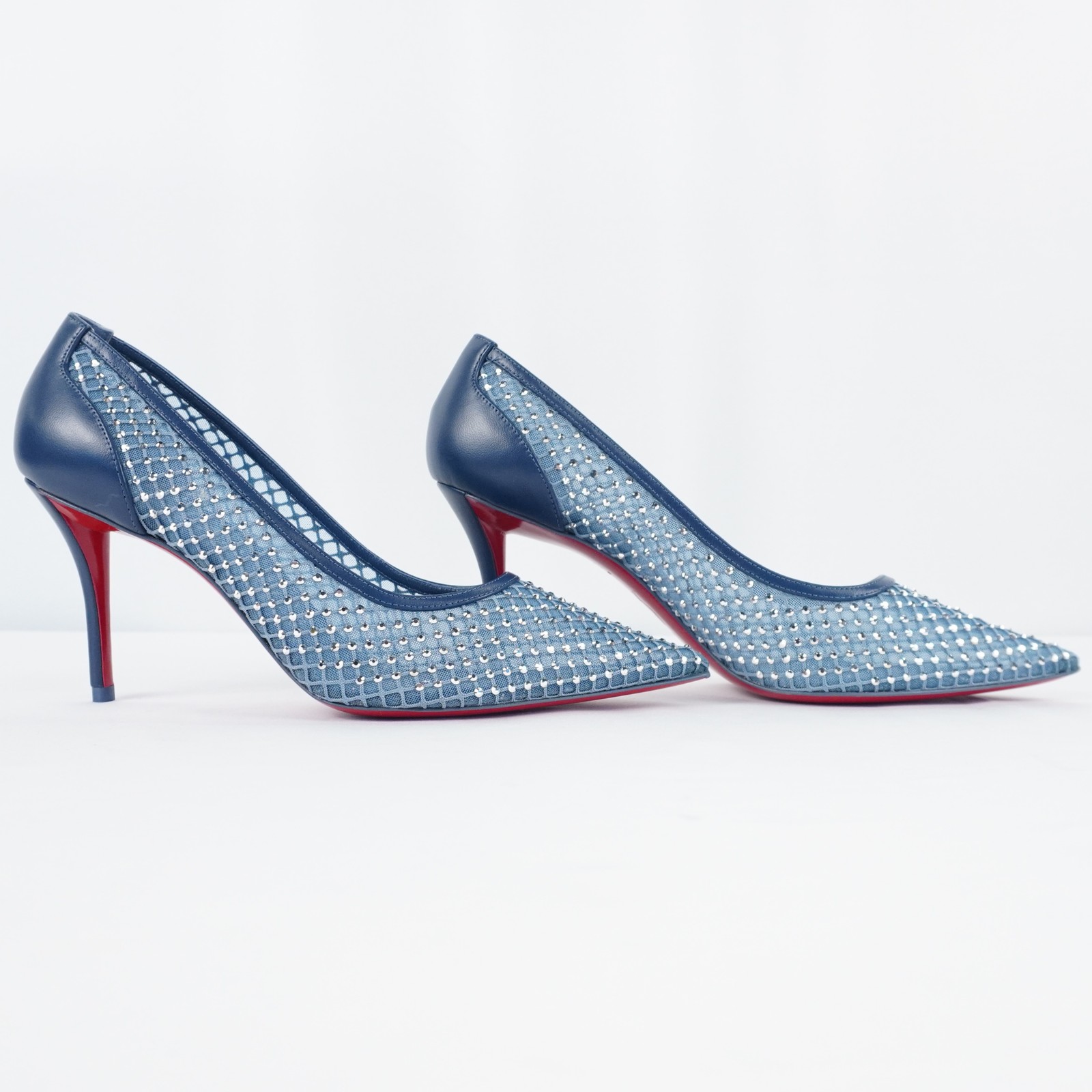 Christian Louboutin Apostropha Crystal Mesh Pumps In Blue - Women's Size EU 37.5