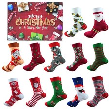 2025 Christmas Socks Advent Calendar 24 Days Santa Claus Xmas Countdown Gift