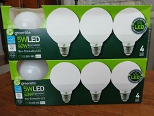 LOT OF 2 4 PACKS- Greenlite 5W LED 40W EQUIVALENT GLOBE BULBS NON- DIMMABLE