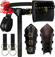 Renaissance Belt Pouch Medieval Viking Leather Bracers Set - Pirate Costume Acce