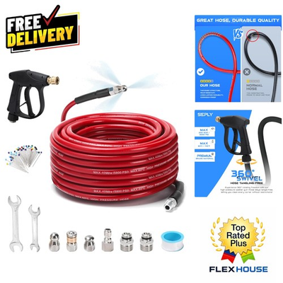 #ad Sewer Jetter Kit 100FT High Pressure Washer Hose amp; Cleaning Nozzles Included $85.04