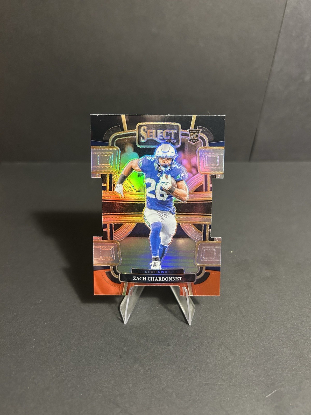 2023 Panini Select #86 Zach Charbonnet Black and Red Prizms Die Cuts