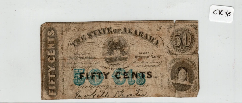 Alabama State $1, 50c; VA $1 CSA Paper Money; VA Bank of Valley$5 - 4 notes - Image 3 of 4
