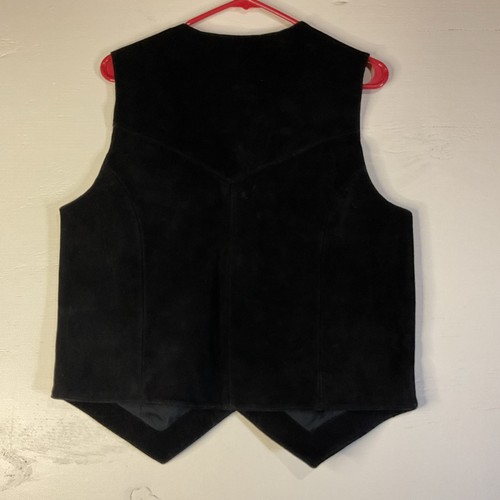 VTG Saguaro West Men's Black Snap Front Suede Leather Wester Vest - Size Small - Picture 6 of 14