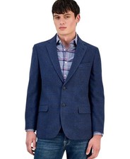 Nautica Mens Modern fit Sport Coat Blazer 38 R Blue Brown Windowpane Wool