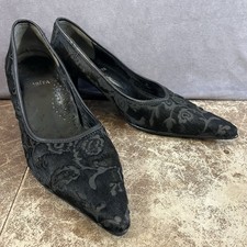 Scarpe décolleté Arita tacco donna 7 nere floreali capelli di cavallo vittoriane gotiche stravaganti