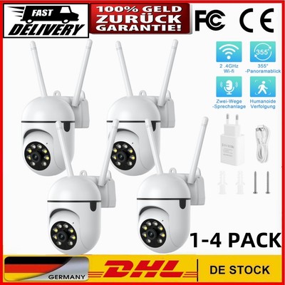 1-4x 360° WIFI IP NETZWERK CAMERA 1080P HD FUNK WLAN AUßEN ÜBERWACHUNGSKAMERA