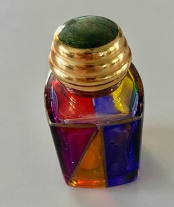 Vintage Miniature Murano Hand Painted Glass Harlequin Perfume Bottle