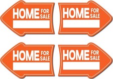 4 Pack Home Sale Sign Stakes 12x8 Inch Double Sided, Plastic Arrow Direction