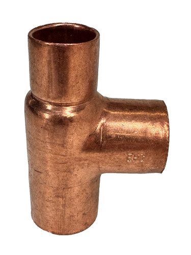 EPC Reducing Tee 1" x 3/4" x 1" CTS Solder Joint Copper Sweat Fitting