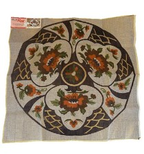 Vtg IMARI Deluxe Bucilla Boho Asian Inspired  Latch Hook Rug  ONLY CANVAS Round