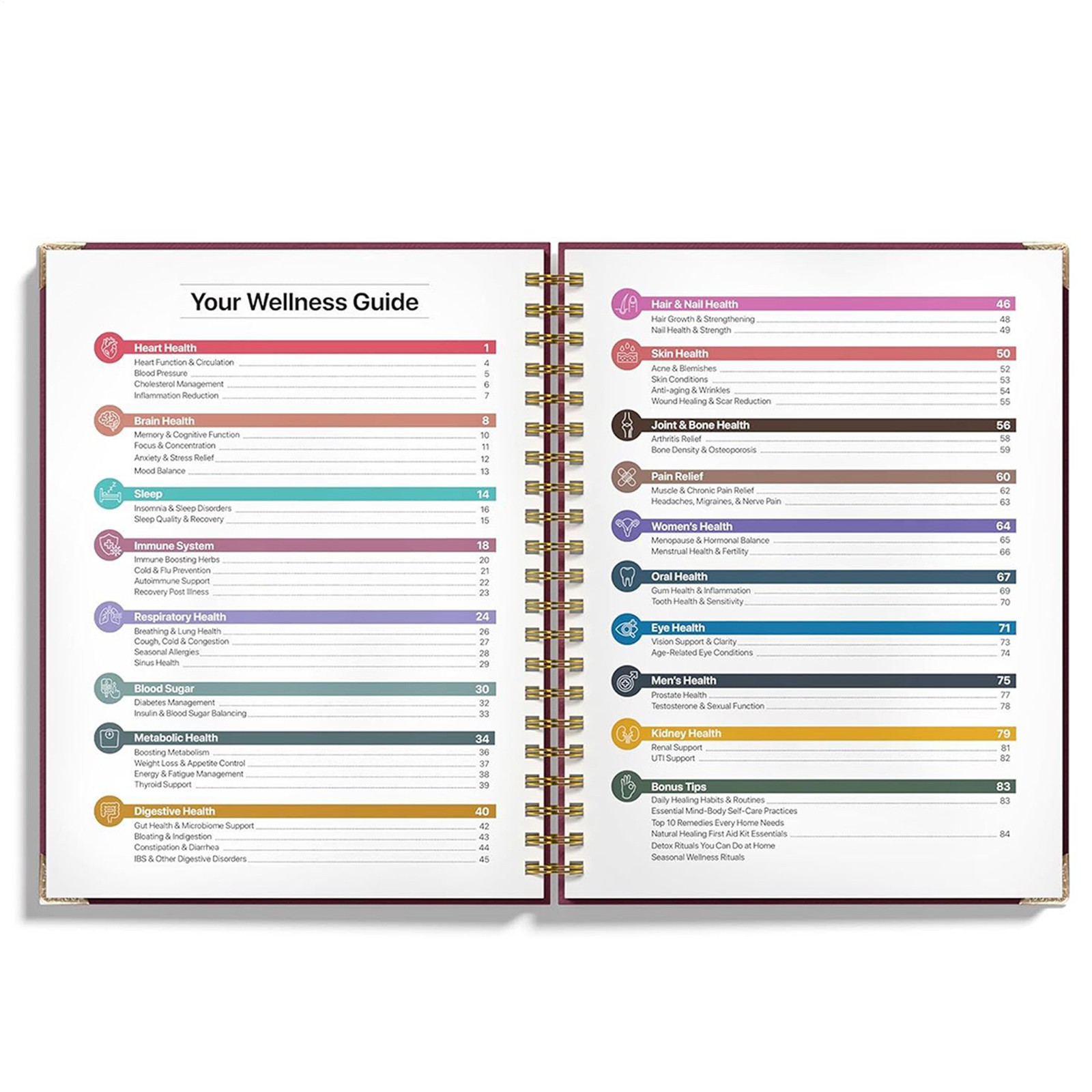 The Natural Healing Handbook, Spiral-Bound Guide for Herbal Remedies and Natural