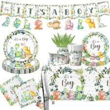 Dinosaur Birthday Party Decorations It's a Boy Baby Shower Party Supplies Dis...