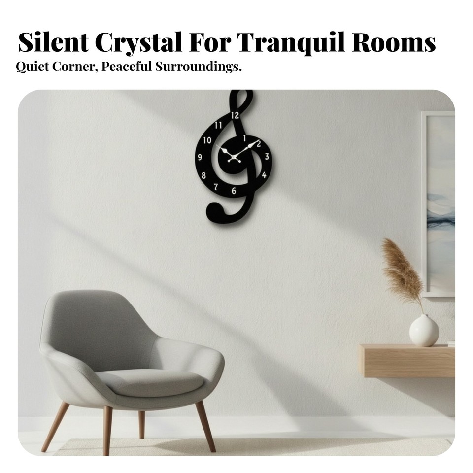 Musical Note Wall Clock Easy to Read Treble Clef Wall Clock Modern for ...