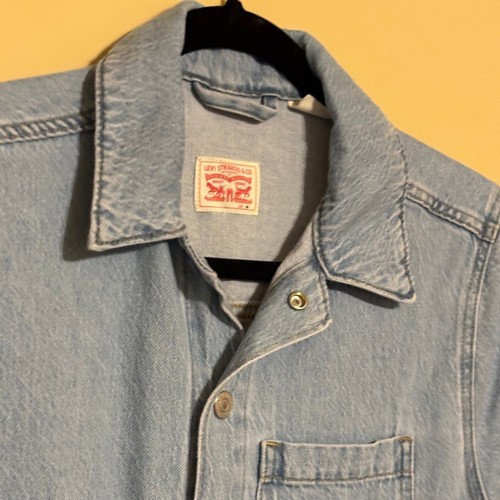 Levis Strauss Co Heritage Light Wash Denim Collared Jumpsuit Utility Romper Sz M