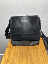 Coach Black Houston Map Bag In Signature Canvas Crossbody