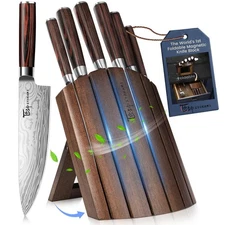 Knife Set 7 Piece Japanese Style Kitchen Knife Set With Foldable Magnetic Aca...