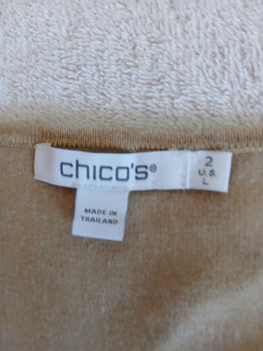 CHICO'S WOMENS FOIL PLAID PULLOVER SWEATER CAMEL HEATHER SIZE 2 LARGE - Picture 13 of 14