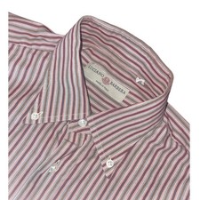 LUCIANO BARBERA Men's Stripe Dress Shirt Medium M Long Sleeve Button Down Collar