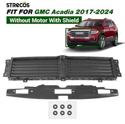 Front Upper Radiator Shutter Grille W/ Shield For 2017-2024 GMC Acadia W/O Motor