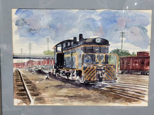 Original Aquarell Gemälde C.S. Townsend L&N RR Railyard Art New Albany IN - Bild 2 von 13
