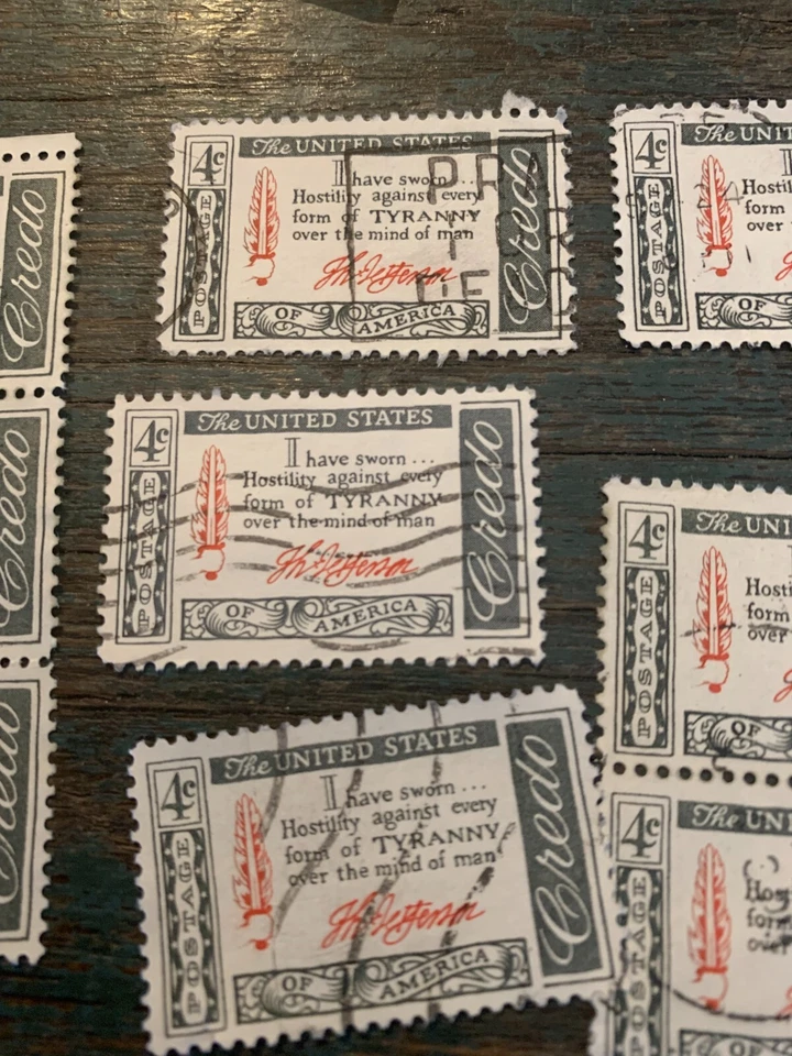 USA Stamp Stamped 4c Hostility Against Tyranny Edge Lot of 12 Used - Image 4 of 4