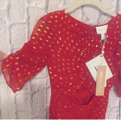 New Alice McCall I Feel It Coming Silk Midi Dress Red 0 Holiday Festive  Formal | eBay
