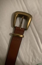 New Zara Red Leather Belt With Oval Buckle,Sz 34
