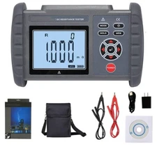 Digital Micro Ohm Meter DC Low Resistance Tester with Range 0.001mΩ to 300.0KΩ