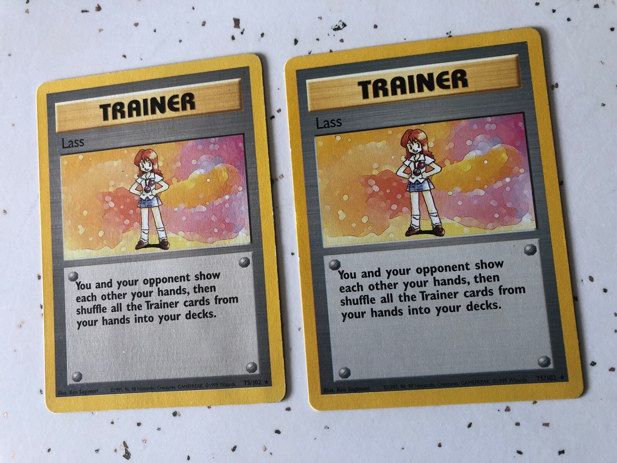 Lass Trainer Shadowless Pokmon Gym Pair Cards 75/102 Rare Collectors