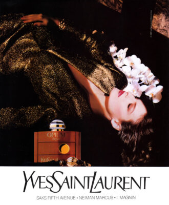 1988 YSL Yves Saint Laurent Opium perfume Linda Evangelista 1-page